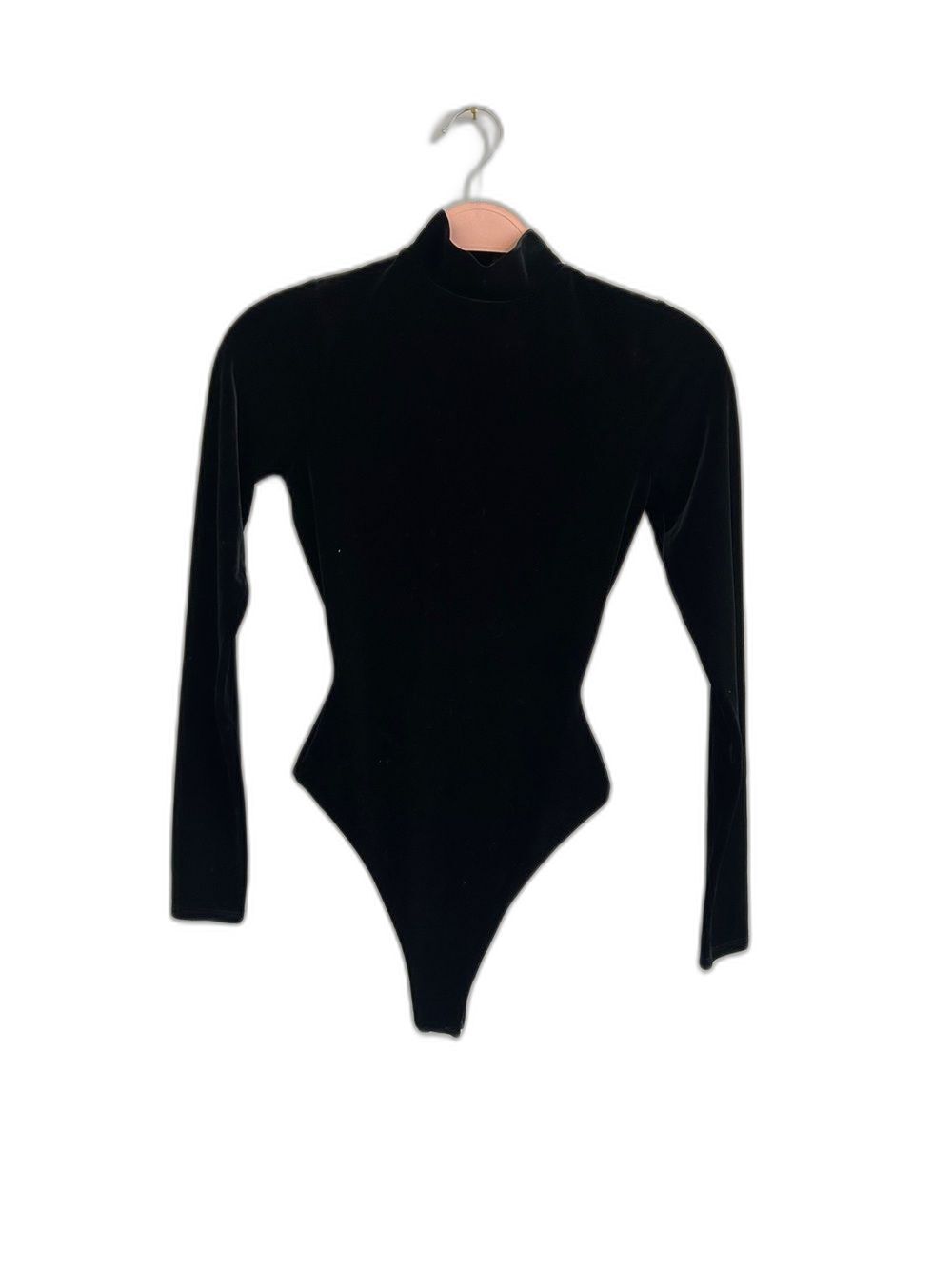 Naked Wardrobe Black Velvet Long Sleeve Bodysuit XS NWT Mock Neck Holiday